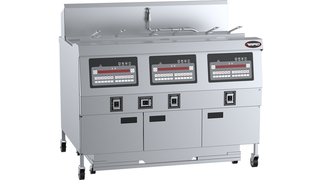 Rapid Electric Fryers - Three Pan Six Basket Electric Fryer