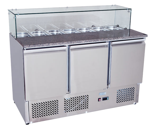 3 Doors Pizzatable Saladette Fridge 1365 Mm Esl3864