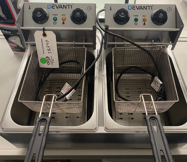 Devanti 20L 4400W Double-Basket Electric Deep Fryer