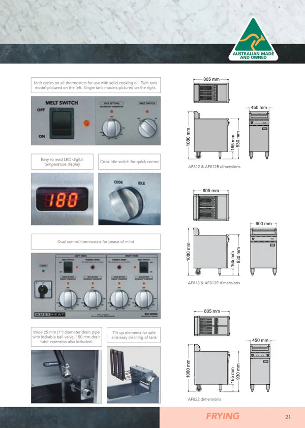 Austheat AF822 Freestanding electric fryer twin pan