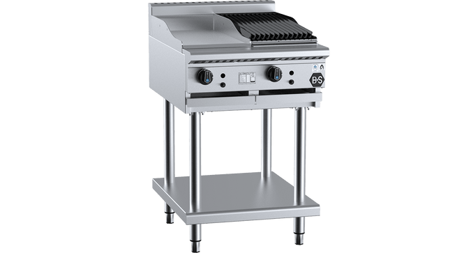 B+S Black Combination Boiling Tops - Combination 300mm Grill Plate &amp; 300mm Char Broiler