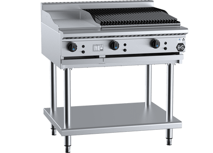 B+S Black Combination Boiling Tops - Combination 300mm Grill Plate &amp; 600mm Char Broiler