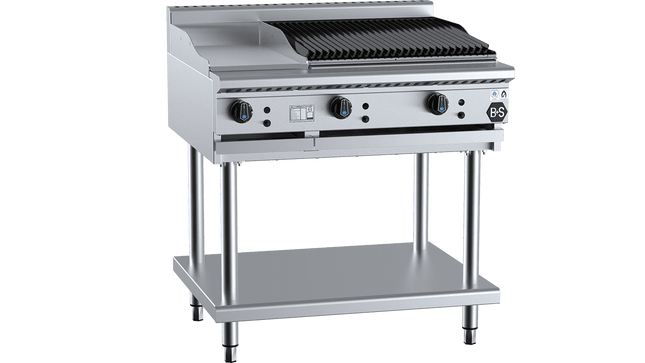 B+S Black Combination Boiling Tops - Combination 300mm Grill Plate &amp; 600mm Char Broiler