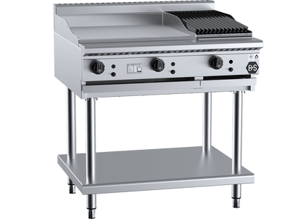 B+S Black Combination Boiling Tops - Combination 600mm Grill Plate &amp; 300mm Char Broiler