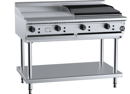 B+S Black Combination Boiling Tops - Combination 600mm Grill Plate &amp; 600mm Char Broiler