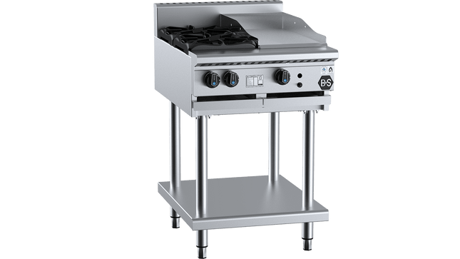 B+S Black Combination Boiling Tops - Combination Two Open Burners &amp; 300mm Grill Plate