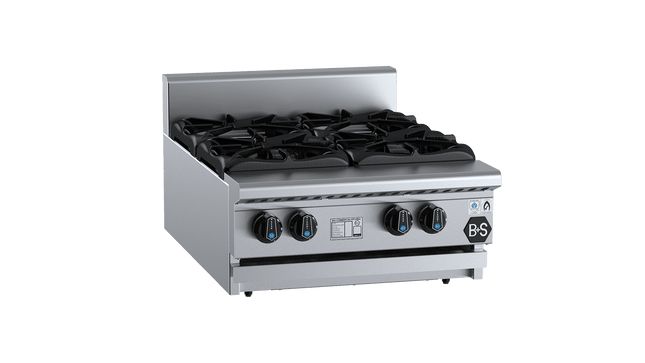 B+S Black Boiling Tops - Four Burner Boiling Top Bench Mounted