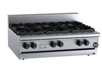 B+S Black Boiling Tops - Six Burner Boiling Top Bench Mounted