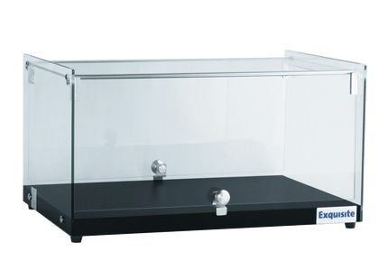 Exquisite CD35-Black One Tier Flat Glass Ambient Cake Display – Woodgrain Black Colour 35 Litre