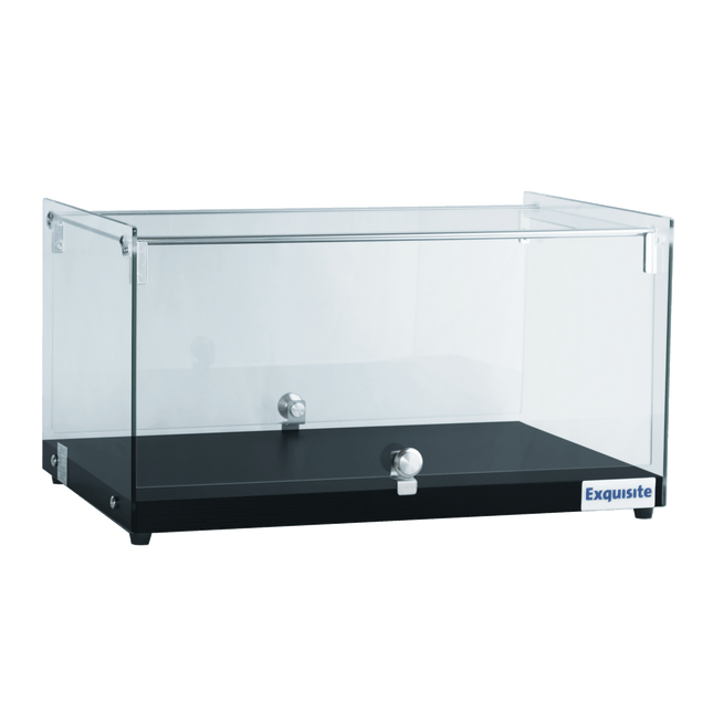Exquisite CD35-Black One Tier Flat Glass Ambient Cake Display – Woodgrain Black Colour 35 Litre