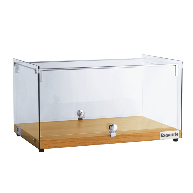 Exquisite CD35-Oak One Tier Flat Glass Ambient Cake Display – Natural Oak Colour