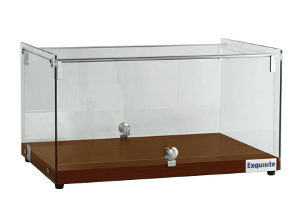 Exquisite CD35-Walnut One Tier Flat Glass Ambient Cake Display – Elegant Walnut Colour