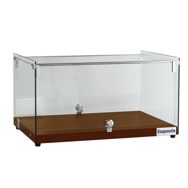 Exquisite CD35-Walnut One Tier Flat Glass Ambient Cake Display – Elegant Walnut Colour