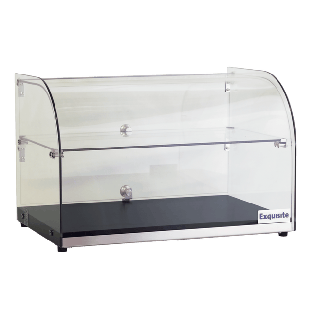 Exquisite CD45-Black Two Tiers Curved Glass Ambient Cake Display – Woodgrain Black Colour 45 Litre