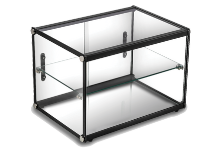 Exquisite Two Tiers Flat Glass Ambient Cake Display 