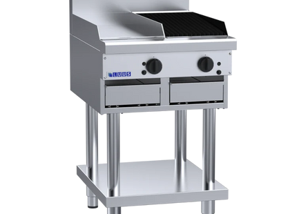 Luus Professional CS-3P3C 600mm Commercial Gas 300mm Griddle & 300mm Chargrill