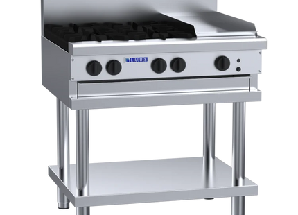 Luus Professional CS-4B3P 900mm Commercial Gas 4 Burner & 300mm Griddle Cooktop