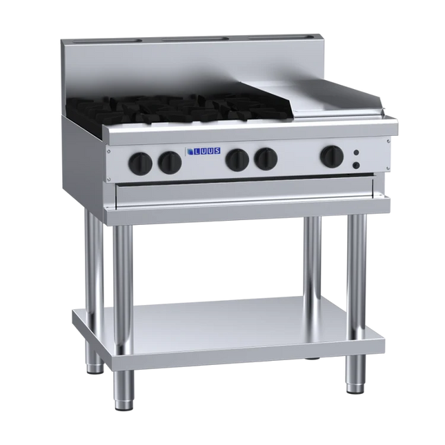 Luus Professional CS-4B3P 900mm Commercial Gas 4 Burner & 300mm Griddle Cooktop