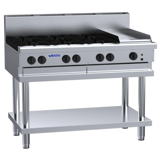Luus Professional CS-6B3P 1200mm Commercial Gas 6 Burner & 300mm Griddle Cooktop