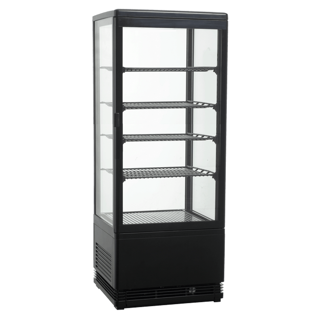 Exquisite CTD78 Four Sided Glass Counter Top Display Refrigerators Black with 2 corner LED 98 Litre