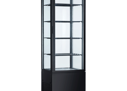 Exquisite CTD280 Four Sided Glass Upright Display Refrigerators Black with LED 280 Litre