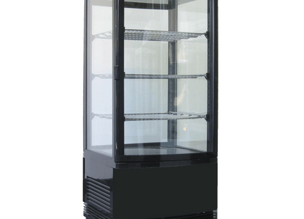 Exquisite CTD78 Four Sided Glass Counter Top Display Refrigerators Black with 2 corner LED 86 Litre