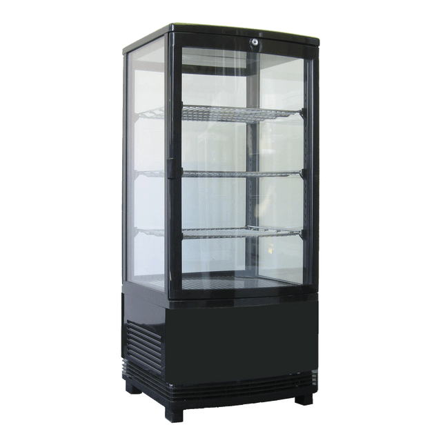 Exquisite CTD78LED Four Sided Glass Counter Top Display Refrigerators Black with 4 corner LED 86 Litre