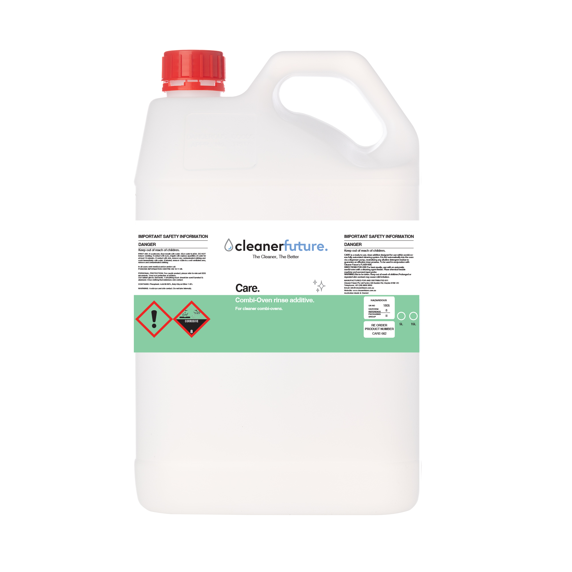 Cleaner Rinse Additives Combi Oven Rinse Additive - Care 5L | Cleaner Future – Kitchen ...