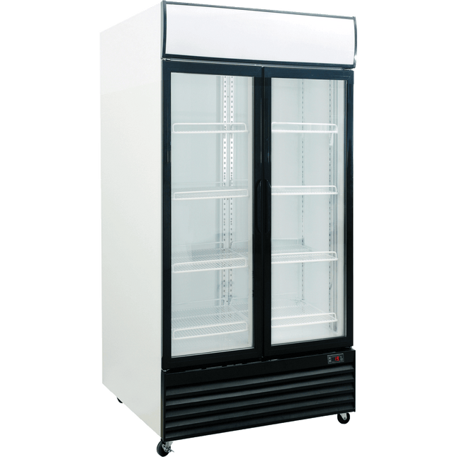 Exquisite DC1000P Two Glass Doors Upright Display Refrigerators White 1000 Litre
