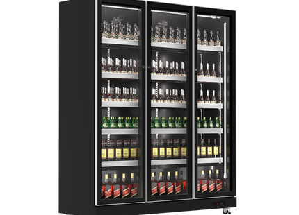 Exquisite DC1100 Three Glass Doors Upright Display Refrigerators – Black