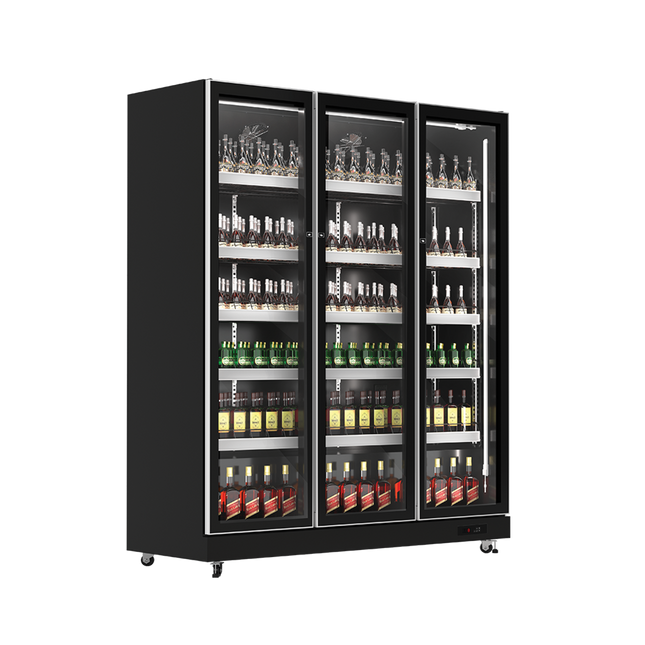 Exquisite DC1100 Three Glass Doors Upright Display Refrigerators – Black