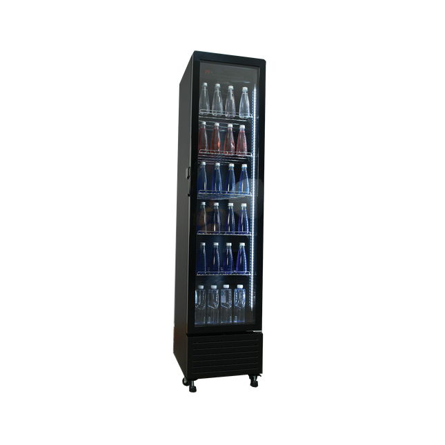 Exquisite DC230 One Glass Doors Upright Display Refrigerators Black 217 Litre