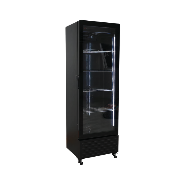 Exquisite DC360 One Glass Doors Upright Display Refrigerators Black 347 Litre