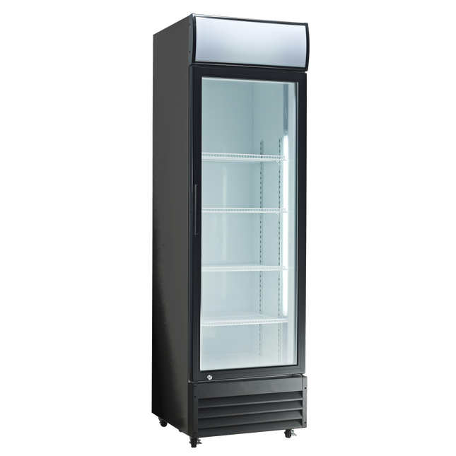 Exquisite DC400P One Glass Door Upright Display Refrigerators Black 400 Litre