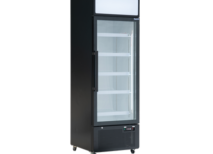 Exquisite DC440PB One Glass Door Upright Display Refrigerators Black 420 Litre