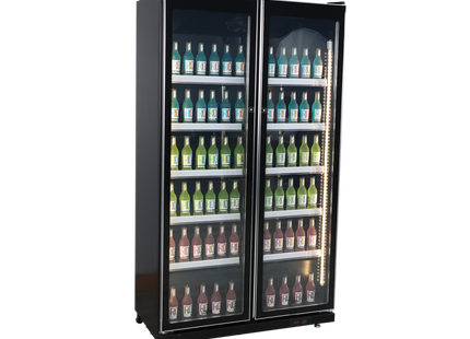 Exquisite DC700 Two Glass Doors Upright Display Refrigerators Black 690 Litre