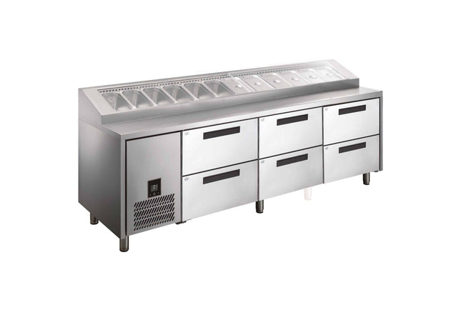 Glacian HPB2476DDD Pizza Prep Chiller with 6 Drawers