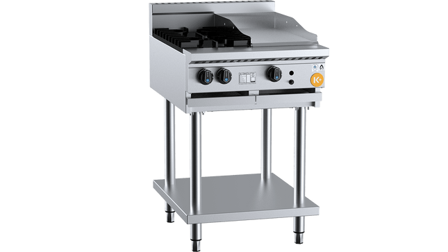 K+ Combination Boiling Tops - Combination Two Open Burners &amp; 300mm Grill Plate