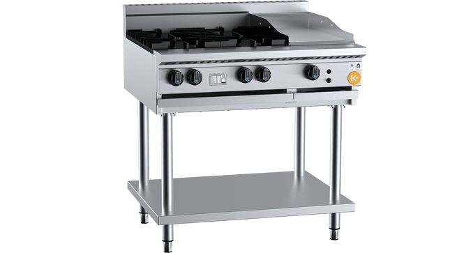 K+ Combination Boiling Tops - Combination Four Open Burners &amp; 300mm Grill Plate