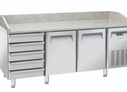 Saltas MPB0026 Marble Top Pizza Fridge with Ambient Drawers