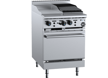 B+S Black Combination Ovens - Oven with 300mm Grill Plate &amp; 300mm Char Broiler