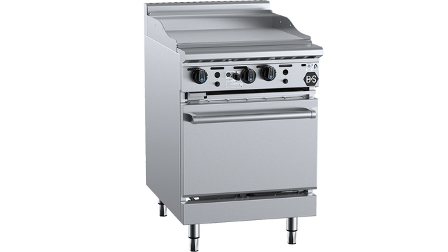 B+S Black Combination Ovens - Oven with 600mm Grill Plate