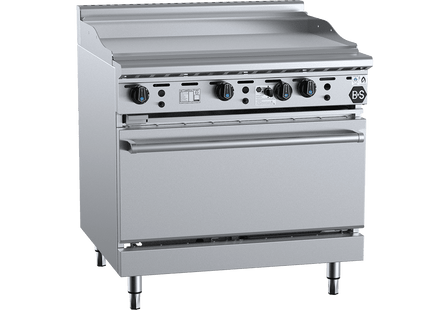 B+S Black Combination Ovens - Oven with 900mm Grill Plate