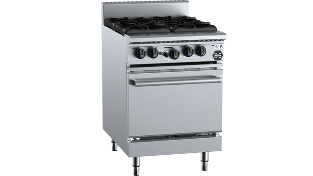 B+S Black Ovens Range - Four Burner Oven