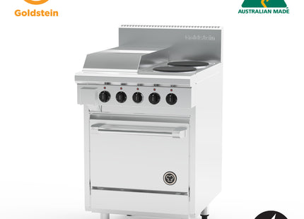 Goldstein PE12G2S20FF-X Electric Oven Range, 2 Solid Plates, 289mm Griddle, Fan Forced Oven