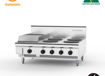 Goldstein PEB12G4S-X Electric Cooktop, 4 Solid Plates & 289mm Griddle