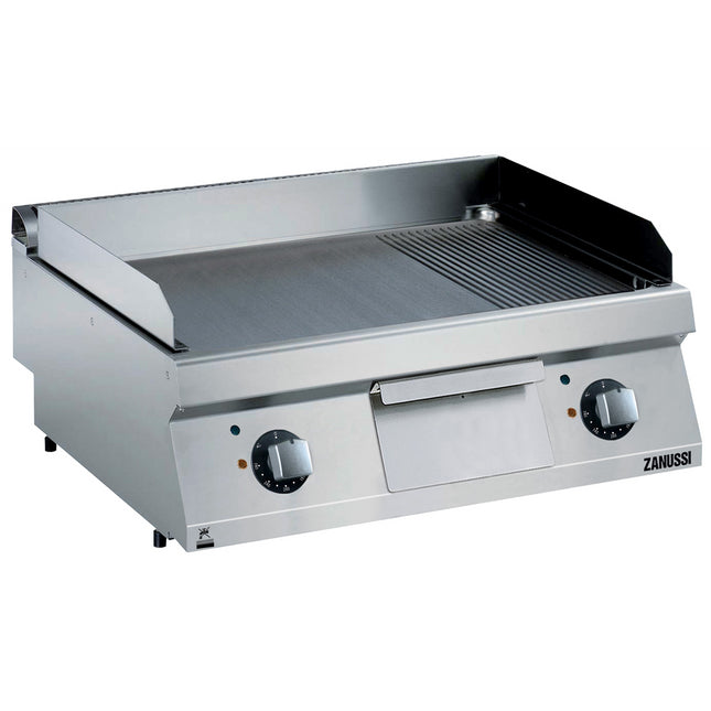 Zanussi  Evo700 800Mm Electric Fry Top Smooth And Ribbed Brushed Chrome Plate 372347