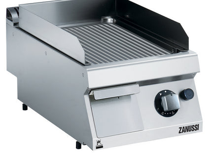 Zanussi  Evo700 400Mm Gas Fry Top Ribbed Brushed Chrome Plate 372323