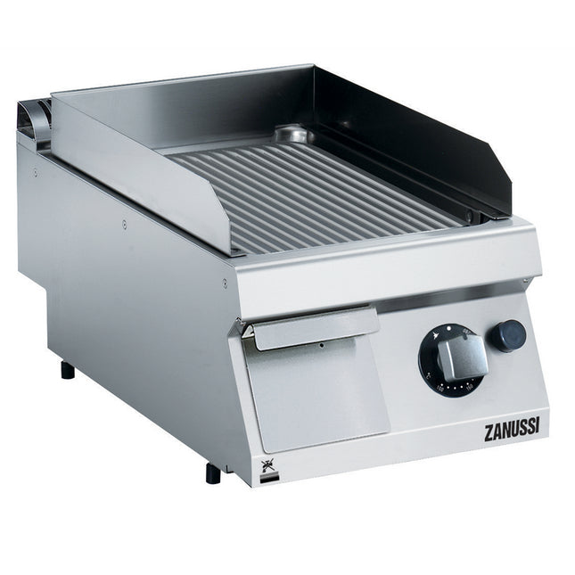 Zanussi  Evo700 400Mm Gas Fry Top Ribbed Brushed Chrome Plate 372323
