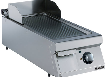 Zanussi  Evo900 400Mm Electric Fry Top Ribbed Brushed Chrome Sloped Plate 392356